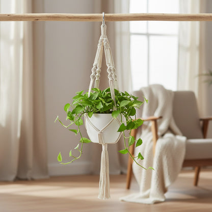Porte-pot macramé fait main pour plante suspendue