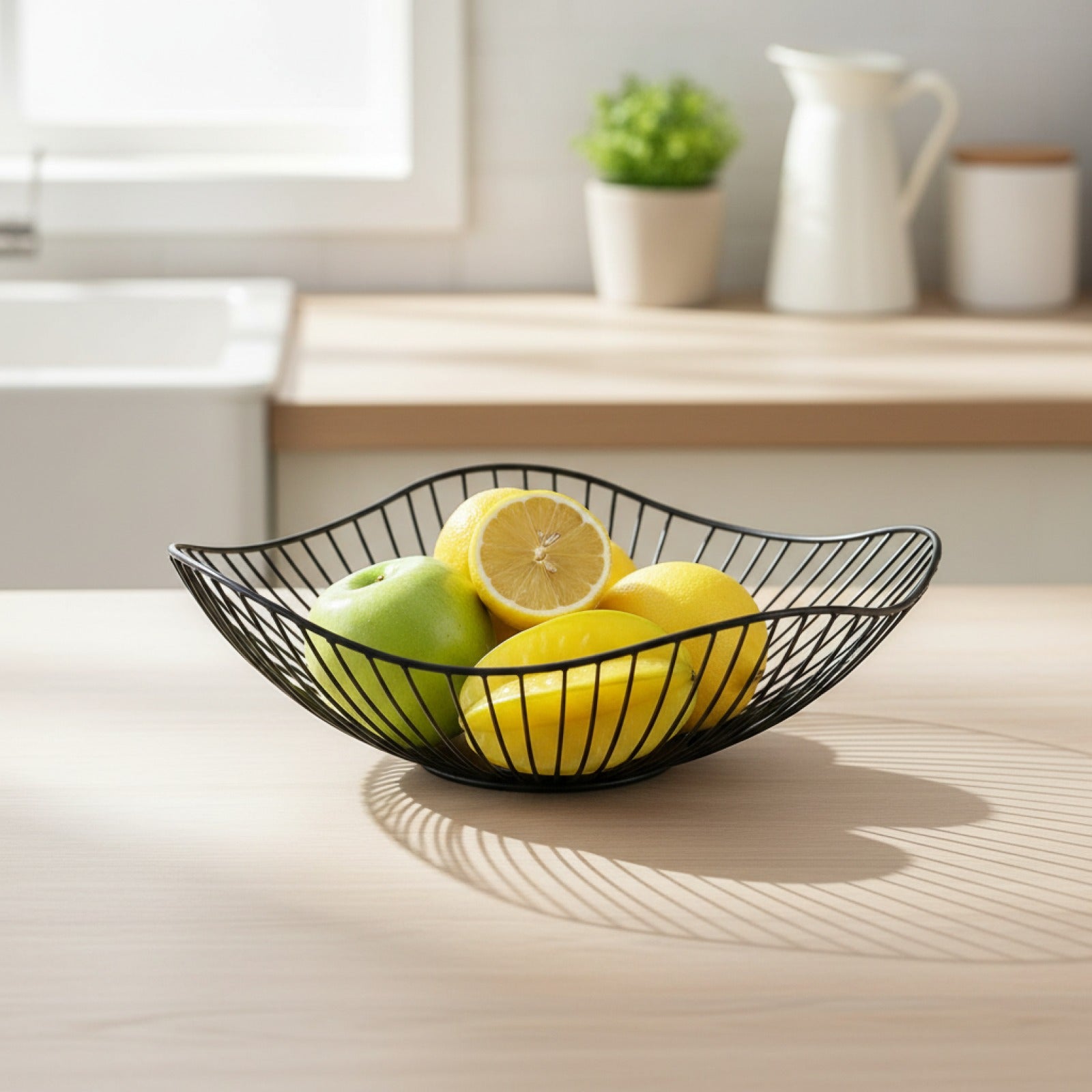 Panier à Fruits Rond en Métal - Bol de Rangement Polyvalent pour Cuisine