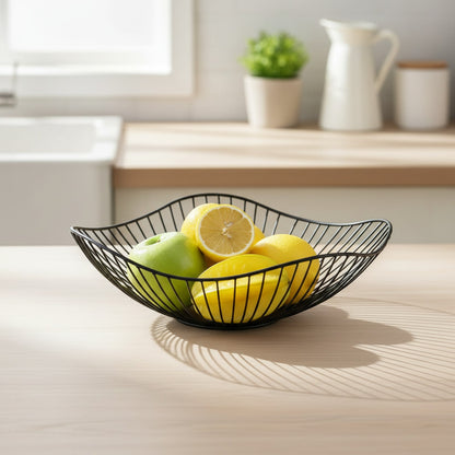 Panier à Fruits Rond en Métal - Bol de Rangement Polyvalent pour Cuisine