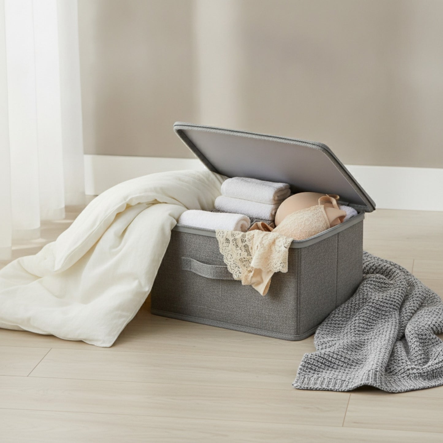 Boîte de Rangement Multifonction Grande Capacité pour Couettes, Sous-vêtements et Soutiens-gorge