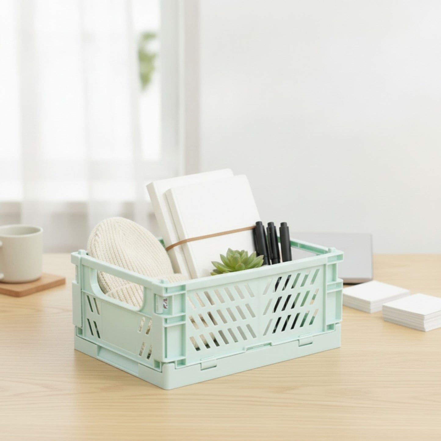 Boîte de rangement pliable et polyvalente pour bureau et maison