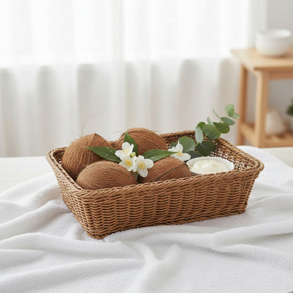 Panier Rectangulaire en Rotin Tissé - Rangement Maison & Cuisine