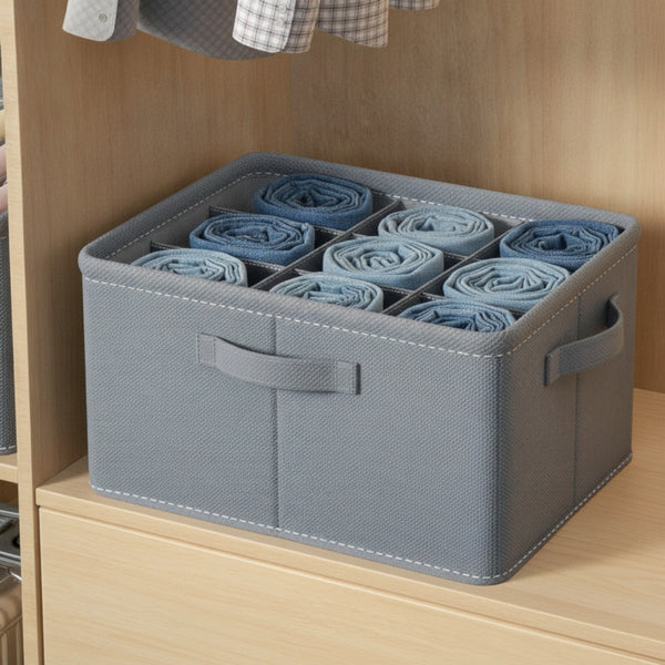 Boîte de Rangement Épaisse pour Vêtements - Pliable, 6/7/9 Compartiments pour Jeans, Pulls, Chemises - Organisateur de Placard et Tiroir