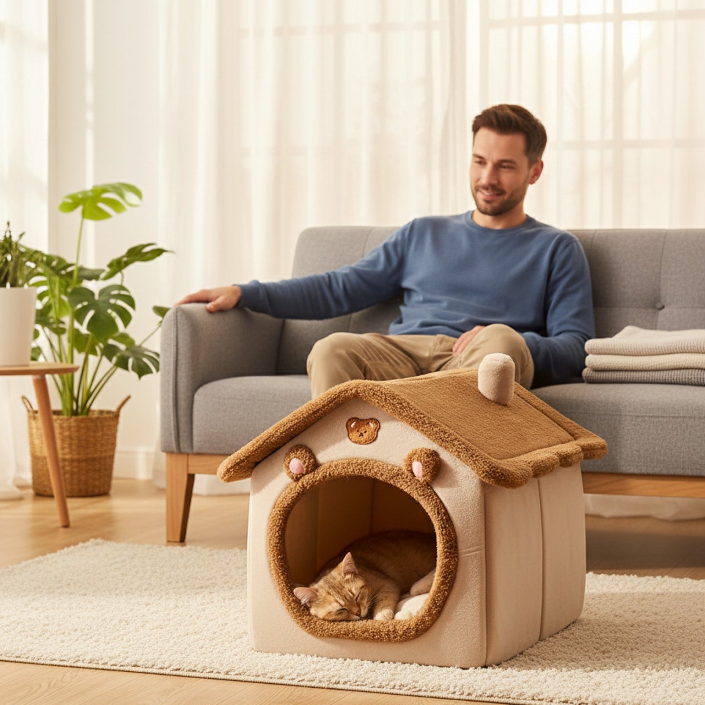 Lit Pliant et Lavable pour Chat et Petit Chien - Maison Confortable pour Animaux