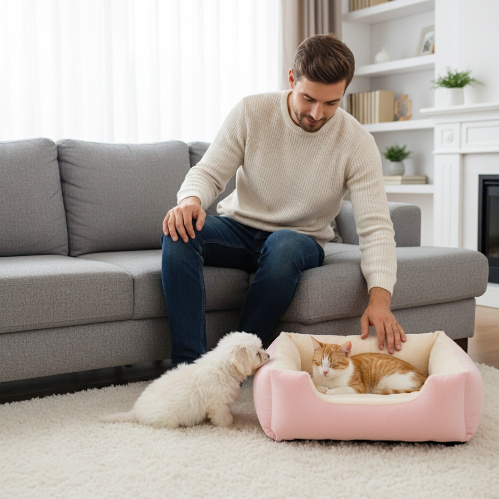 Panier Douillet pour Chat et Chiot - Coussin d'Hiver Confortable