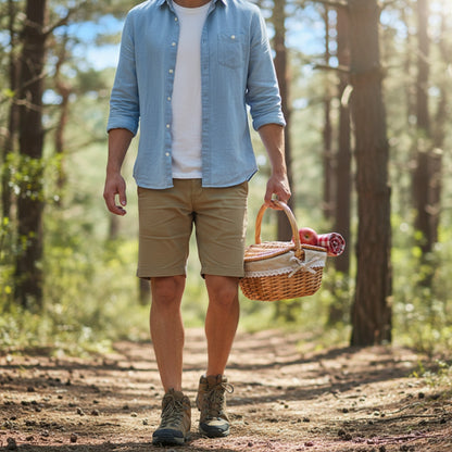 Panier de Pique-Nique en Osier Fait Main avec Poignée - Idéal Camping & Rangement