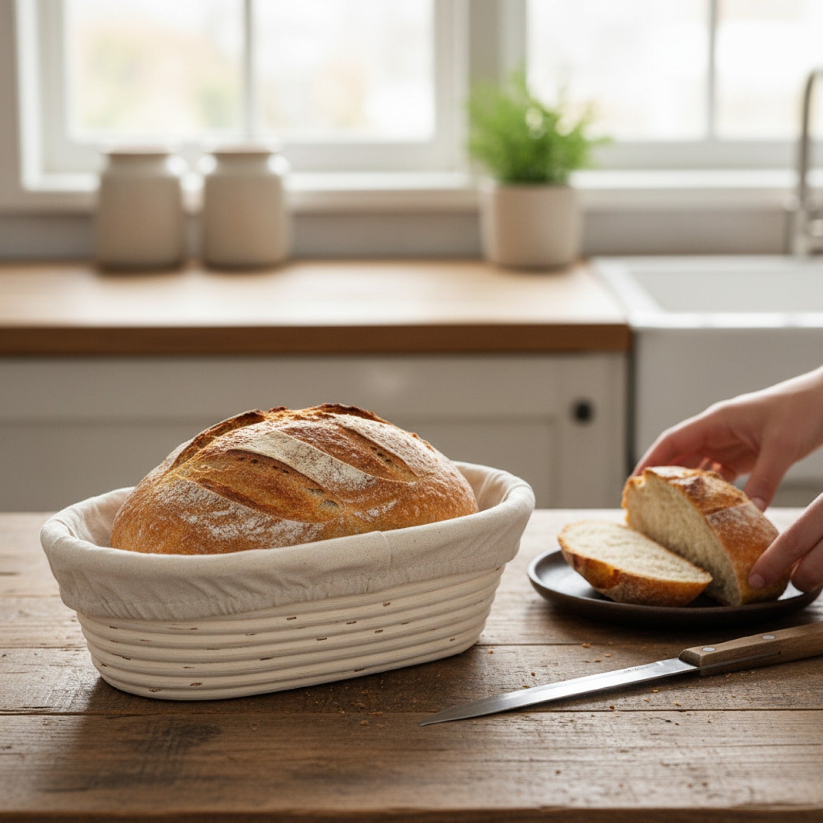 Panier de Rangement en Rotin Naturel avec Couverture - Idéal pour Pain et Pâtisserie