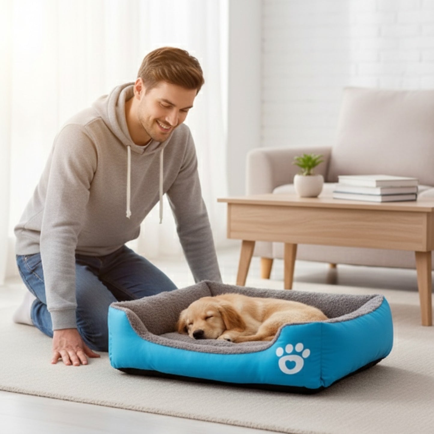 Lit Chien et Chat Chaud - Nid Douillet Carré Confortable pour Petits et Grands Animaux