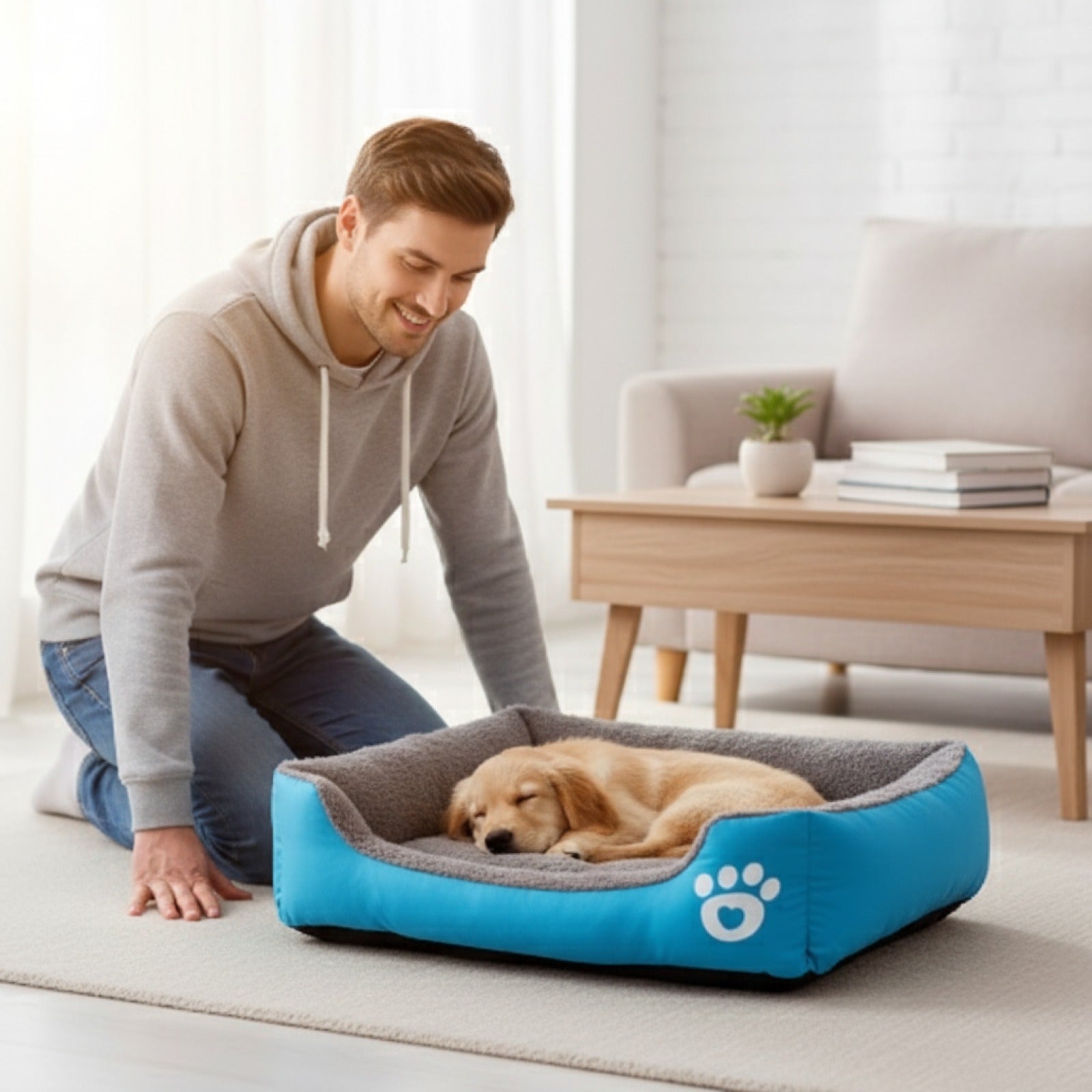 Lit Chien et Chat Chaud - Nid Douillet Carré Confortable pour Petits et Grands Animaux