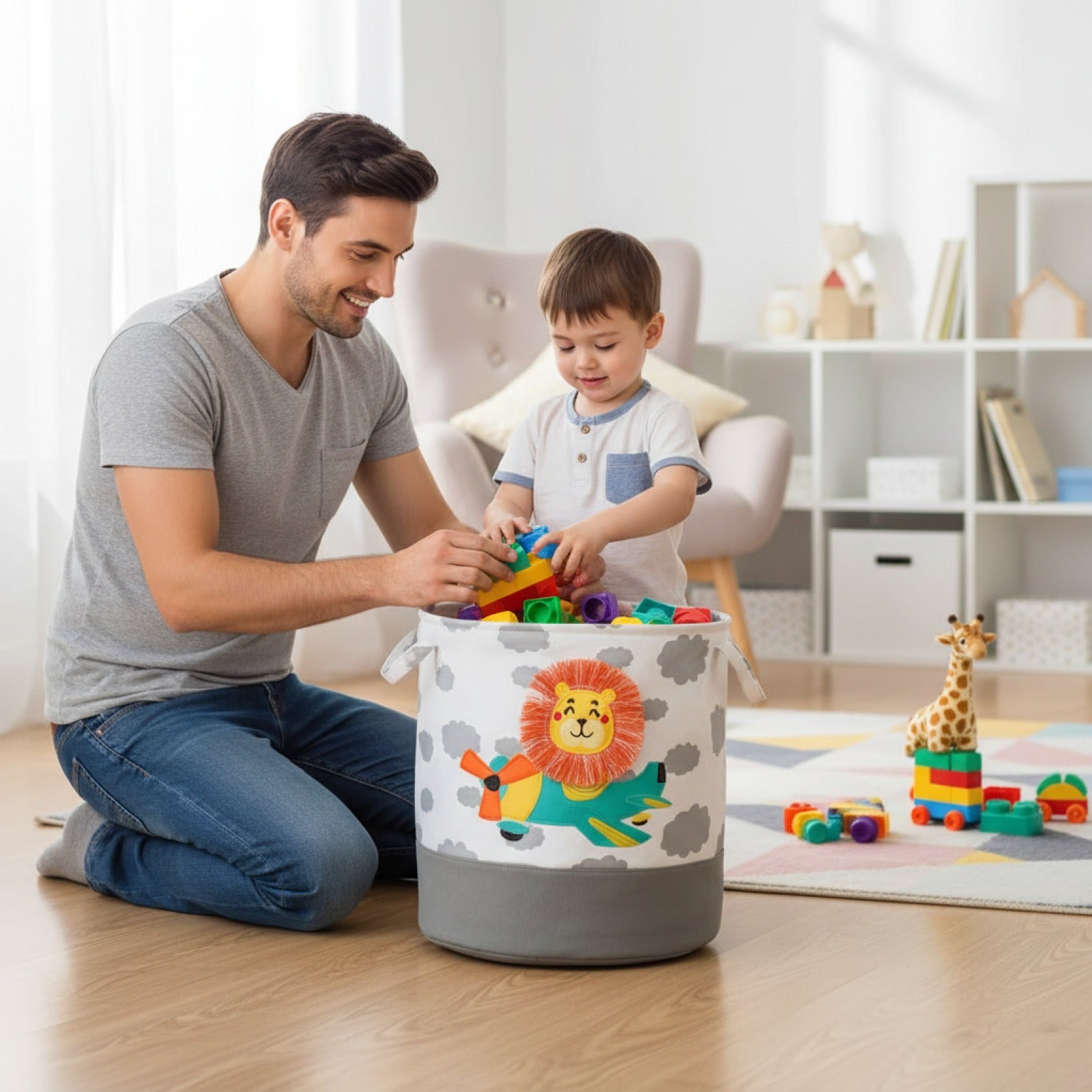 Panier de Rangement Pliant en Tissu avec Poignée - Organisateur Polyvalent pour Chambre, Placard et Jouets
