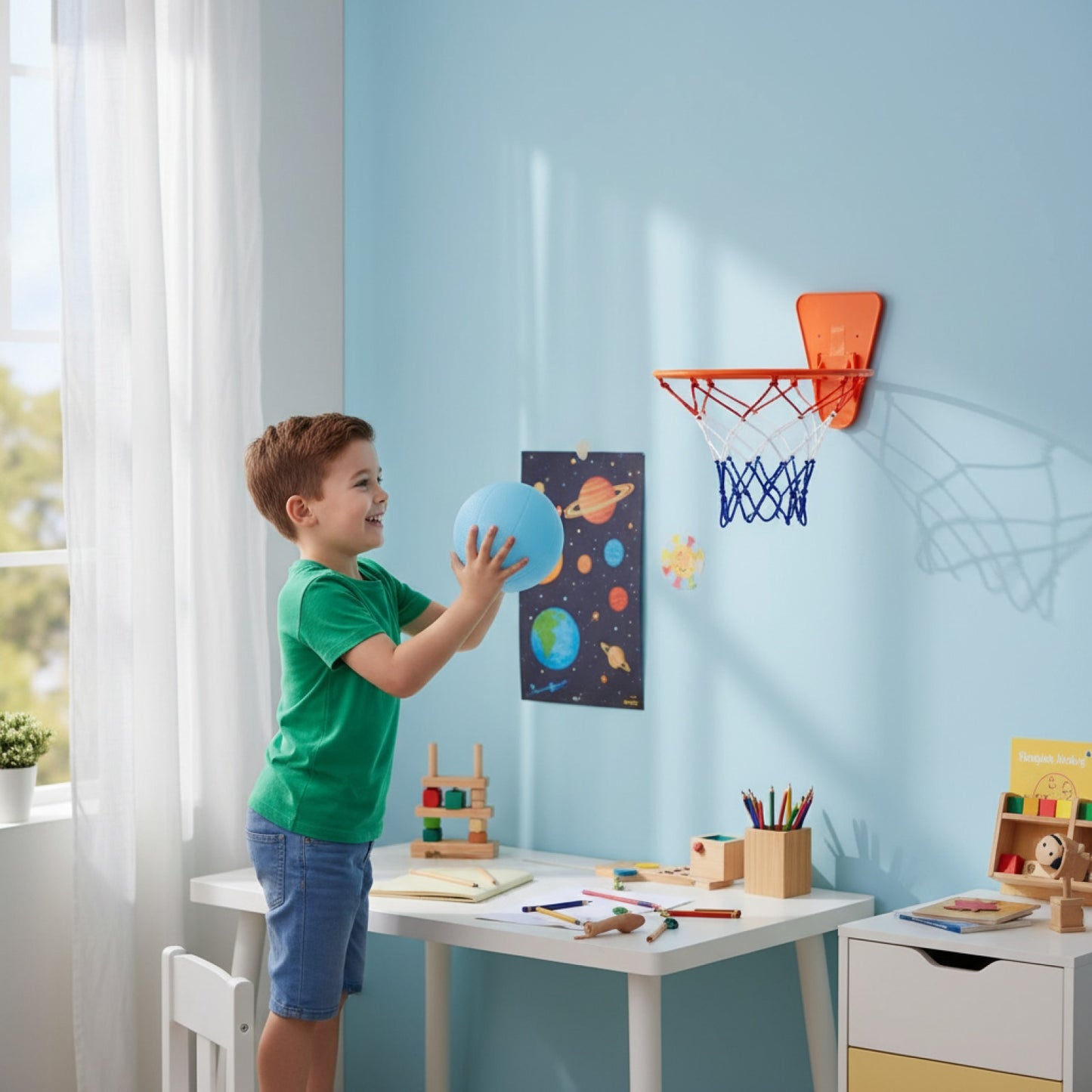Mini Panier de Basket-ball Mural Pliant pour Enfants - Idéal pour l'Intérieur
