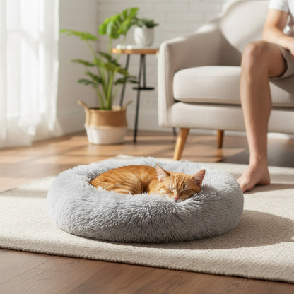 Lit Rond Douillet pour Chat et Petit Chien - Confortable et Lavable