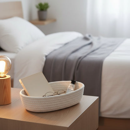 Panier de Rangement en Coton Style Nordique - Organisateur Polyvalent pour Bureau, Cosmétiques et Objets