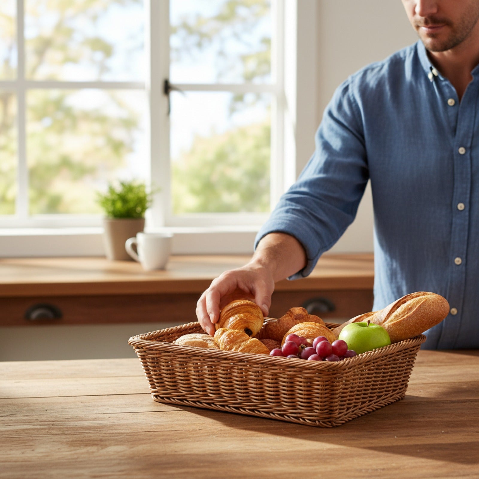 Panier Rectangulaire en Rotin Tissé - Rangement Maison & Cuisine