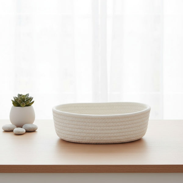 Panier de Rangement en Coton Style Nordique - Organisateur Polyvalent pour Bureau, Cosmétiques et Objets