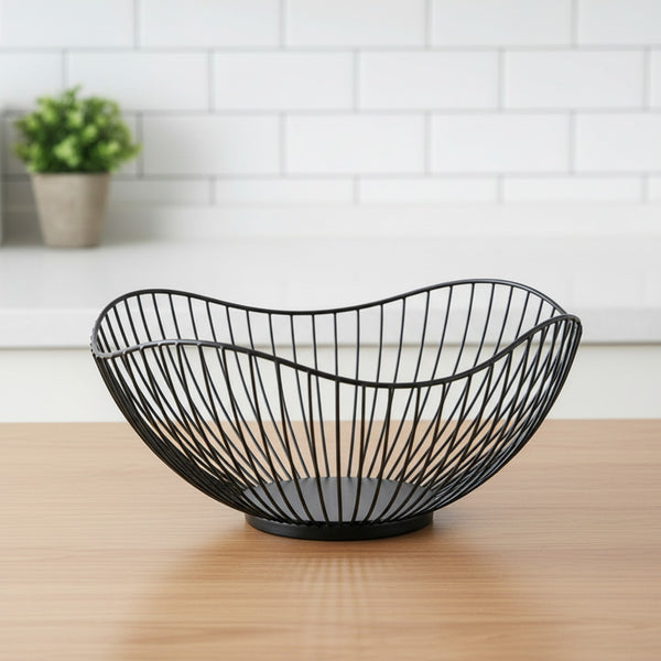 Panier à Fruits Rond en Métal - Bol de Rangement Polyvalent pour Cuisine