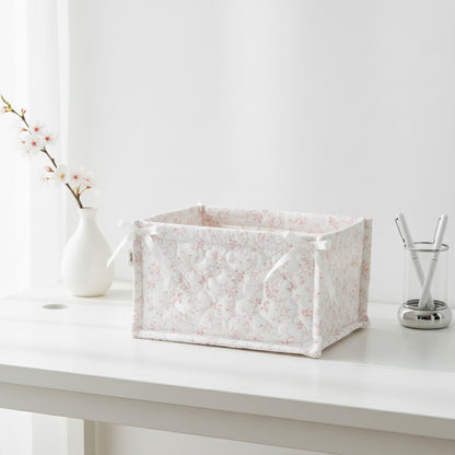 Panier de Rangement Carré Fleuri Style Coréen - Organiseur Bureau Mignon
