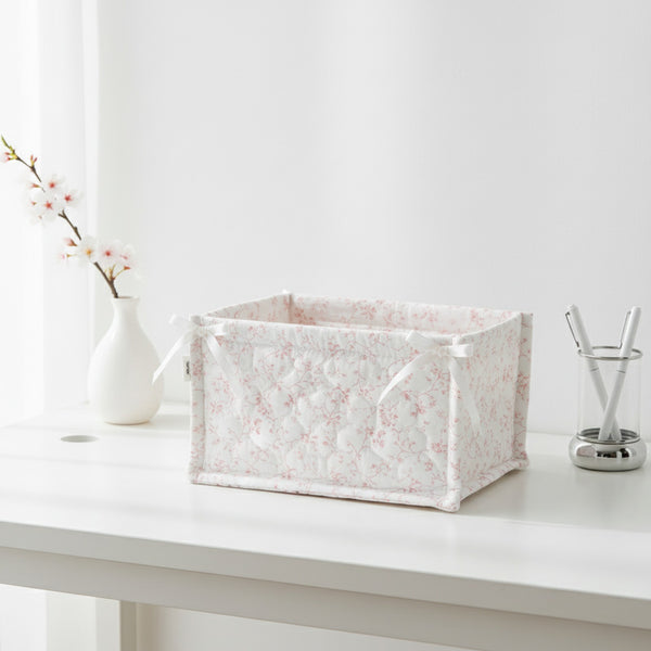 Panier de Rangement Carré Fleuri Style Coréen - Organiseur Bureau Mignon